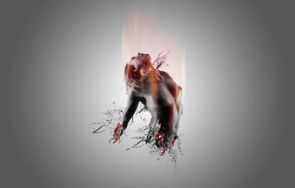Chest, girl, squirt, grey, background, blood, Vienna, no