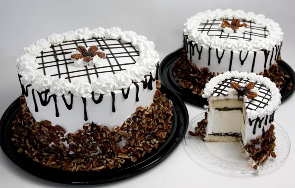 Picture decoration, chocolate, cream, cakes, sweet, cake with nuts