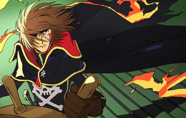 Fire, the wind, blood, skull, ladder, gloves, guy, cloak