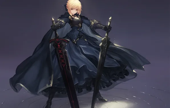 Sword, game, dress, anime, pretty, ken, blade, blonde