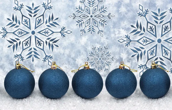 Winter, balls, snow, snowflakes, holiday, balls, Christmas, New year