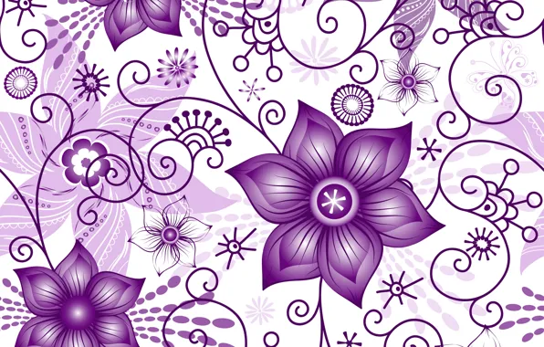 Picture flowers, texture, white background, white, pattern, spring, violet, Seamless