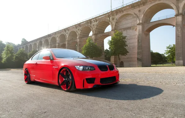 Wallpaper bmw, red, bridge, tuning, power, germany, low, e92 for mobile and  desktop, section bmw, resolution 2048x1365 - download