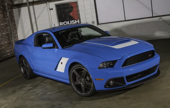 Blue, Mustang, Ford, the hood, before, drives