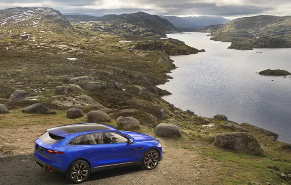 Blue, England, Jaguar, concept, the concept, crossover, sports, c-x17