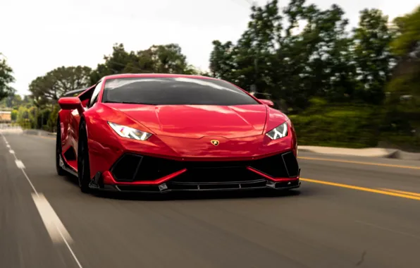 Lamborghini, Road, RED, VAG, Huracan, Sight