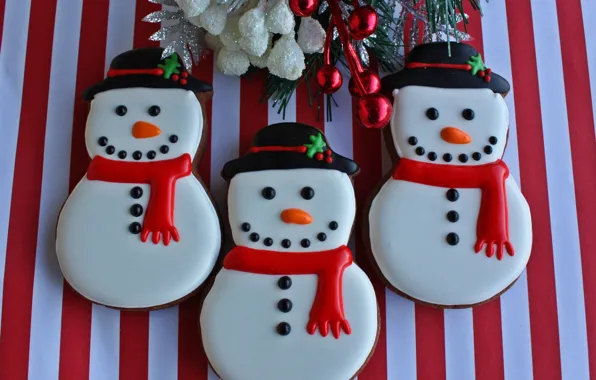 Photo, New year, Food, Cookies, Snowmen