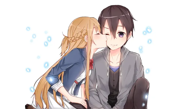 Anime Sword Art Online, anime, anime-girl, anime-couple, love, HD wallpaper