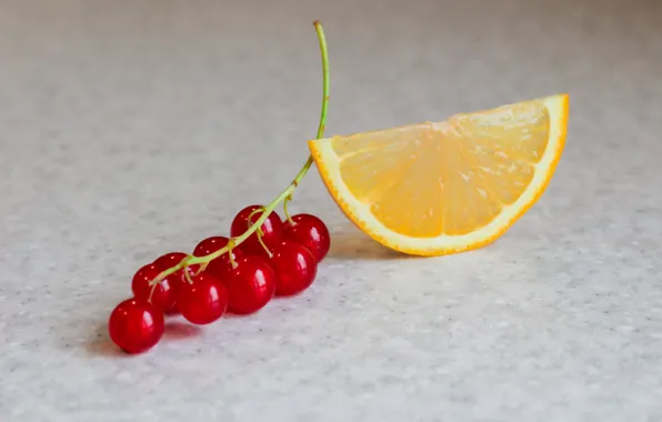 Berries, table, orange, slice, light background, red, currants