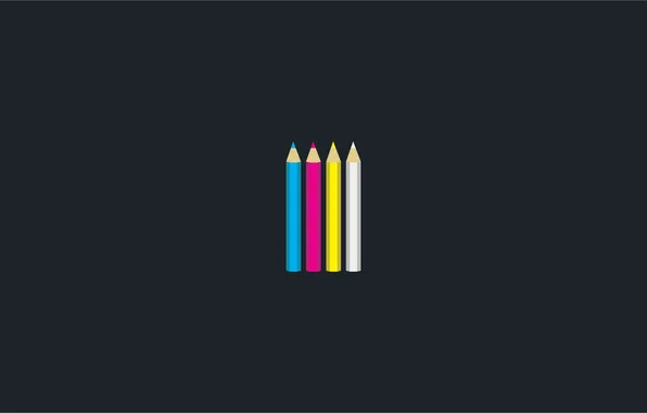 White, yellow, pink, blue, Wallpaper, colored, minimalism, pencils