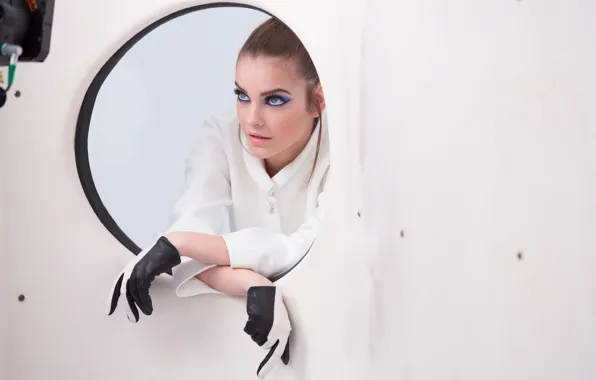 Gloves, eyes, Barbara Palvin, camara, Barbara palvin