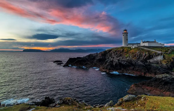 The sky, clouds, coast, lighthouse