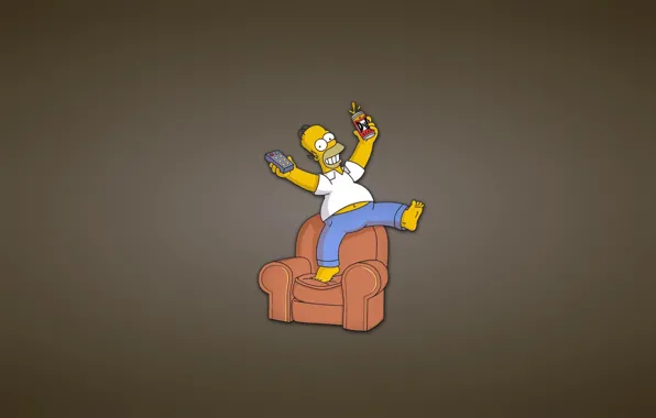 Sofa, The simpsons, minimalism, chair, remote, Bank, Homer, The Simpsons