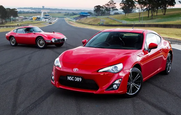 Red, coupe, horizon, Toyota, racing track, 1970, the front, Toyota