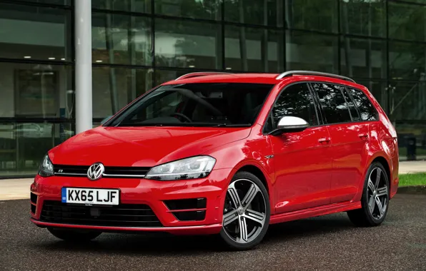 Picture red, Volkswagen, Parking, universal, 2015, Golf R Estate