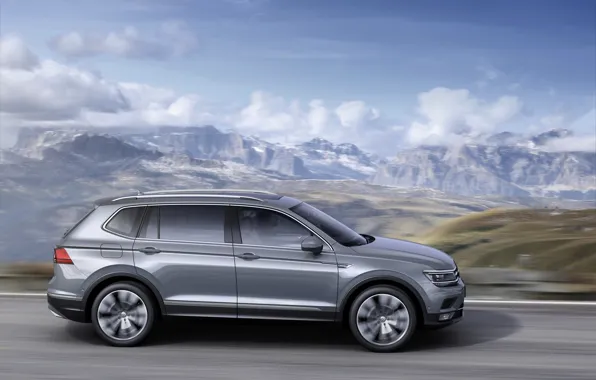 Picture clouds, mountains, grey, movement, Volkswagen, Tiguan
