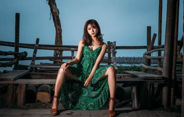 Picture look, the evening, dress, Asian