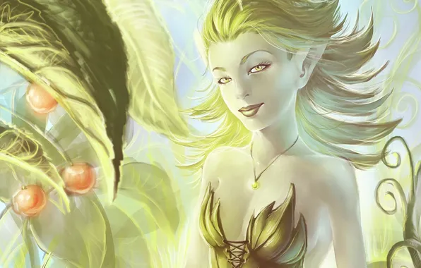 Forest, girl, plants, art, elf
