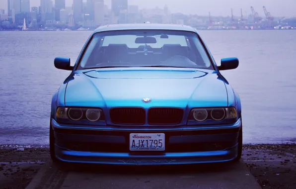 Picture the city, lights, tuning, bmw, BMW, promenade, e38, stance