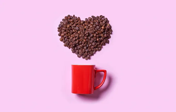 Picture red, creative, background, mood, heart, coffee, shadow, grain