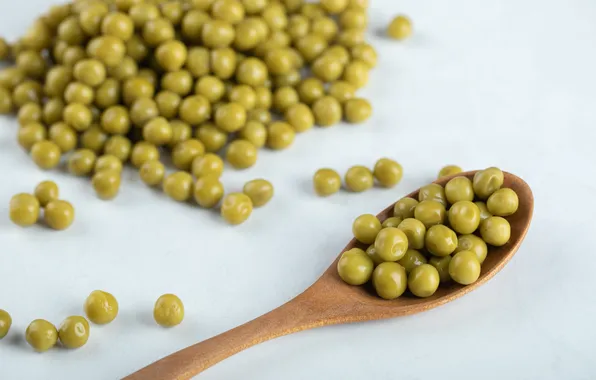 Table, peas, green peas, green peas, young green peas