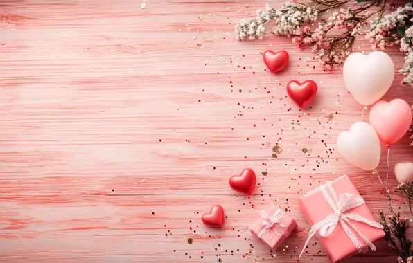 Love, flowers, balloons, holiday, heart, heart, sequins, gifts