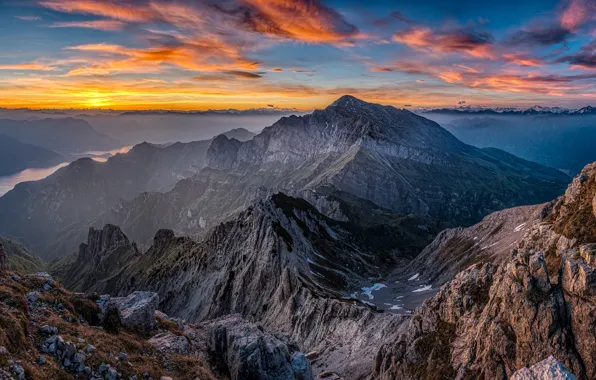 Picture landscape, sunset, mountains, nature, Alps, Italy, Grignetta