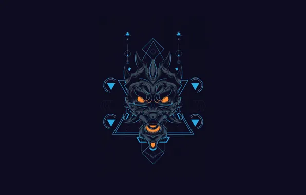 Minimalism, Style, Background, The demon, Horns, Art, Art, Devil