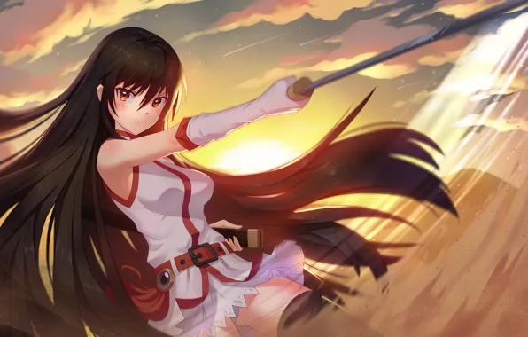 The sky, girl, the sun, katana, Akame ga Kill!, Akame