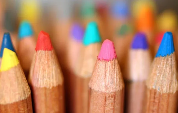 Macro, mood, colored, pencils
