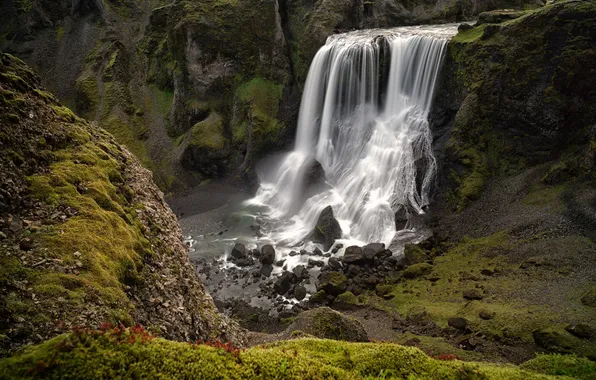 Picture nature, rocks, waterfall