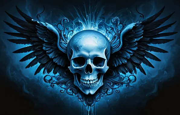 Icon, skull, wings, emblem