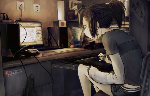 Picture girl, figure, the computer, Iskusstvo