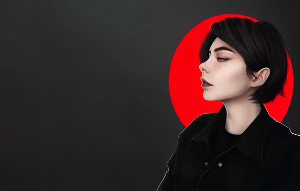 Picture girl, face, minimalism, brunette, art, girl, art, Illustration