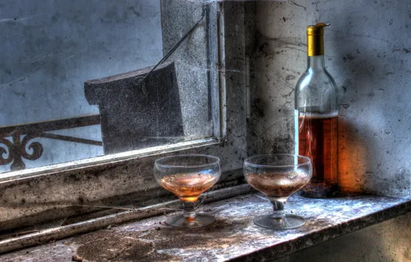 Picture glass, bottle, window