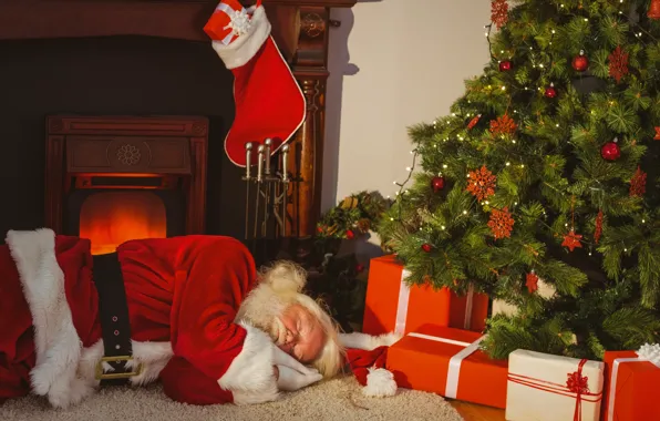 Decoration, tree, New Year, Christmas, gifts, Santa Claus, happy, Santa Claus