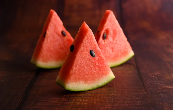 Board, watermelon, pieces, trio, slices, slices