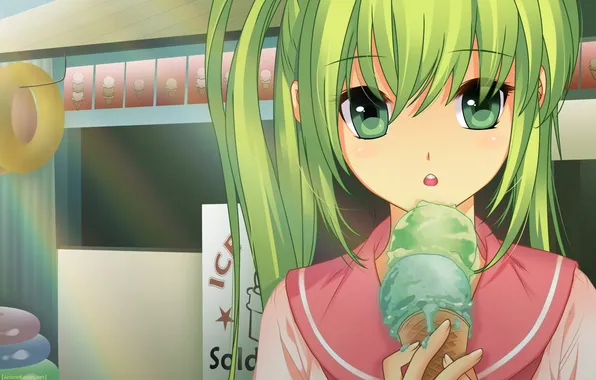 Picture anime, ice cream, girl