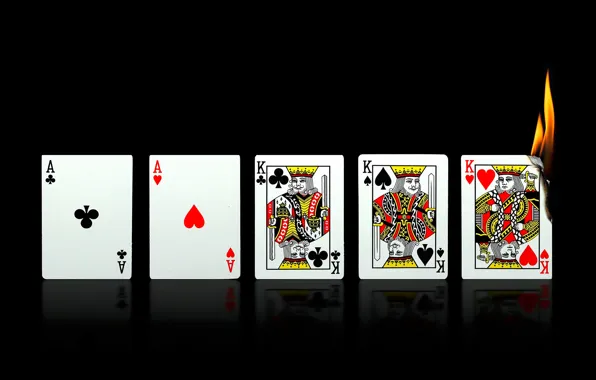 Card, fire, aces, full house, kings