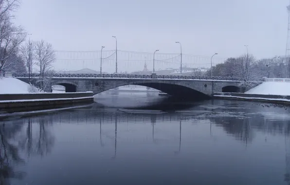 Winter, bridge, mediocrity, Minsk, Svisloch