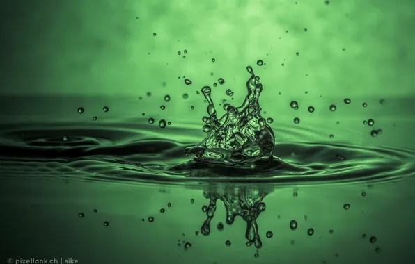 Drops, color, splash, liquid, green