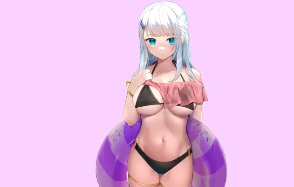 Girl, sexy, Anime, sexy girl, figure, bikini, float, Ring float