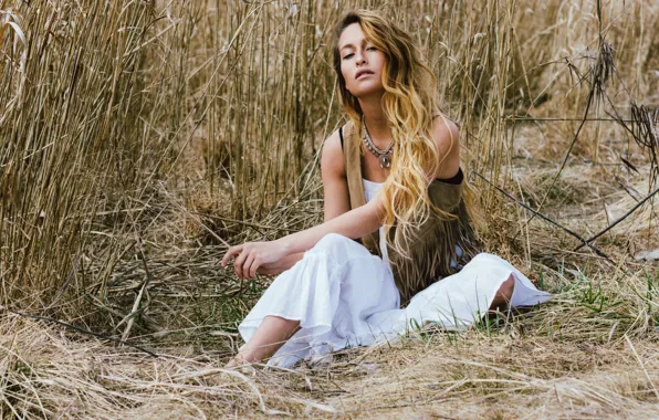 Look, girl, pose, sitting