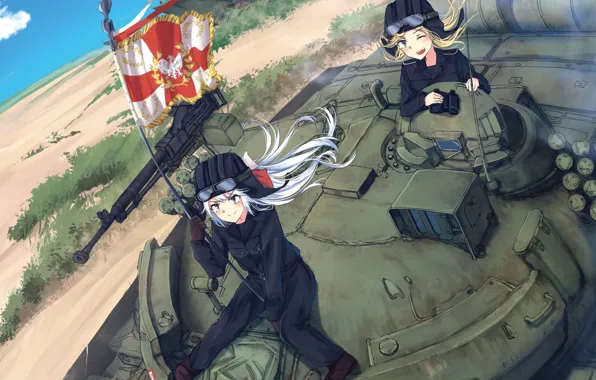 Picture gun, weapon, war, anime, flag, tank, japanese, machine gun