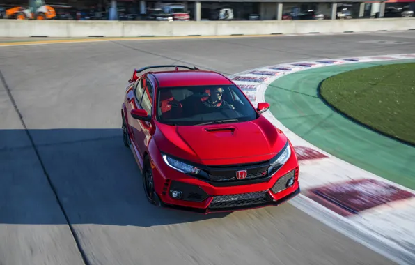 Red, movement, turn, Honda, hatchback, the five-door, 2019, Civic Type R