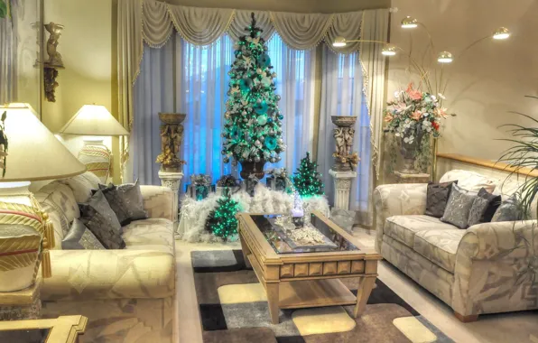 Picture room, tree, new year