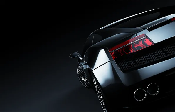 Picture Lamborghini, black, Gallardo, black, Lamborghini, rear, the dark background, Lamborghini
