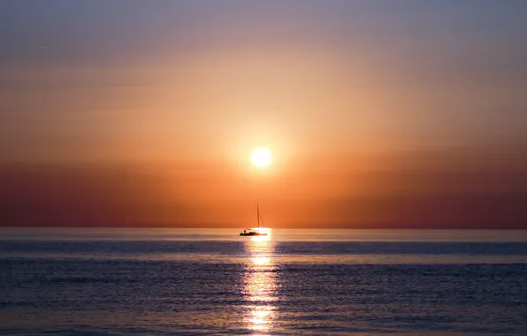 Picture sea, night, boat