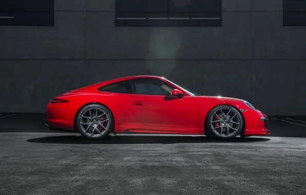 Porsche, red, side, Porsche, 991, Carerra S