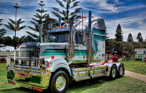 Grass, trees, Park, lawn, USA, USA, truck, tractor